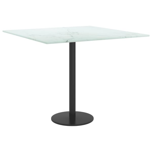 vidaXL Bordplate hvit 50x50 cm 6 mm herdet glass med marmor design
