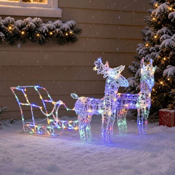 vidaXL Reinsdyr og slede julepynt 160 lysdioder 130 cm akryl