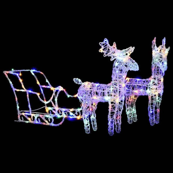 vidaXL Reinsdyr og slede julepynt 160 lysdioder 130 cm akryl