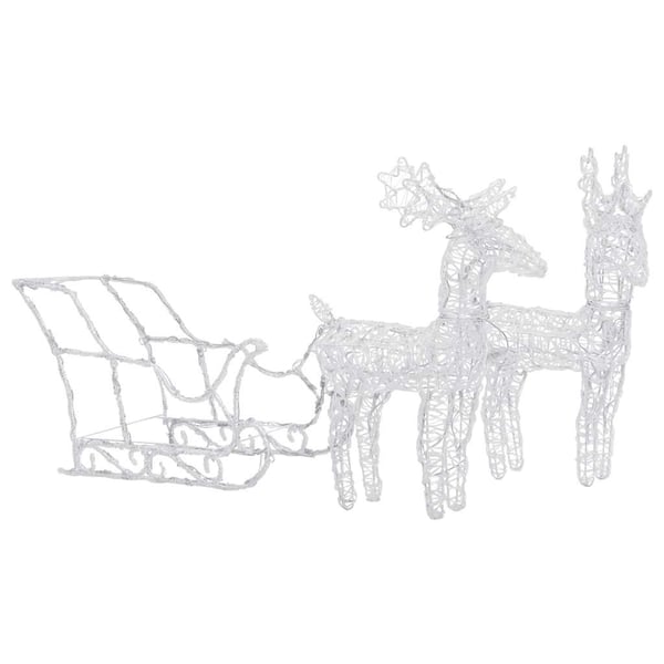 vidaXL Reinsdyr og slede julepynt 160 lysdioder 130 cm akryl