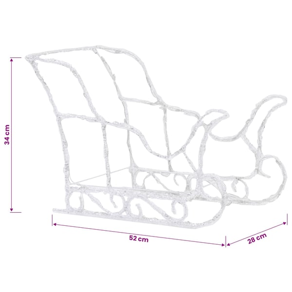 vidaXL Reinsdyr og slede julepynt 160 lysdioder 130 cm akryl