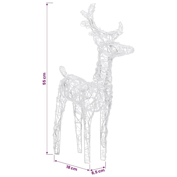 vidaXL Reinsdyr og slede julepynt 160 lysdioder 130 cm akryl