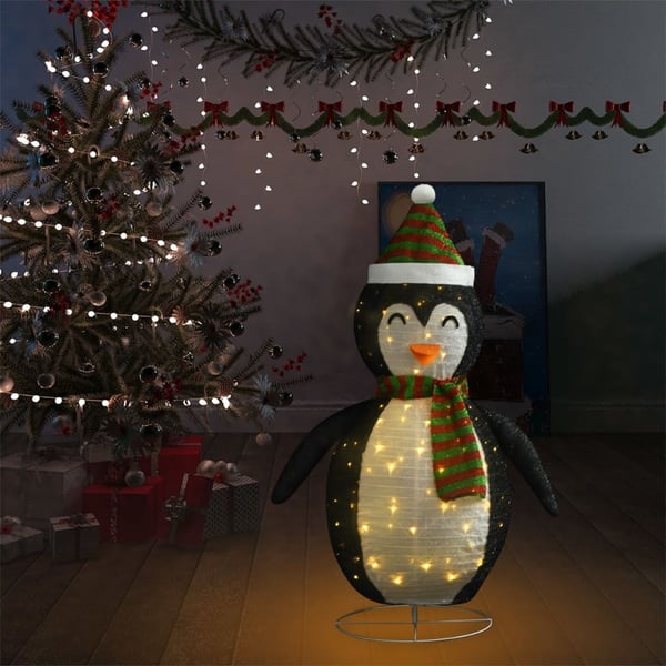 vidaXL Pingviini joulukoriste LED-valoilla ylellinen kangas 120 cm
