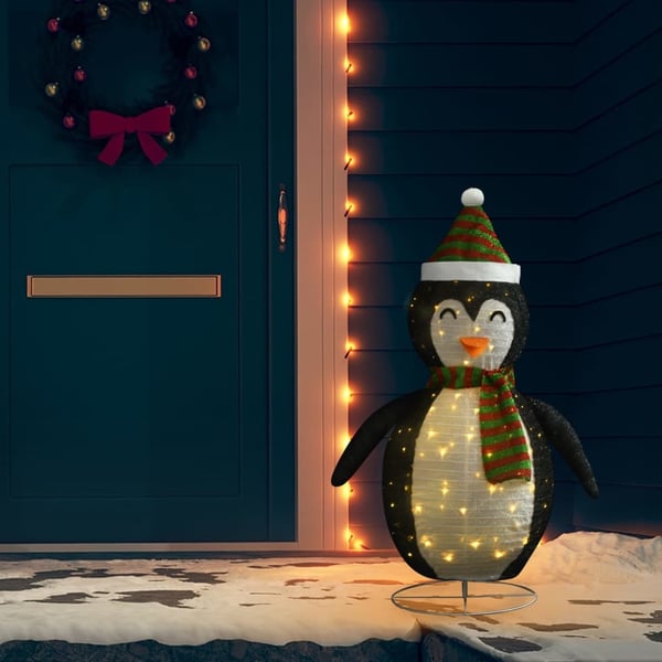 vidaXL Pingviini joulukoriste LED-valoilla ylellinen kangas 120 cm