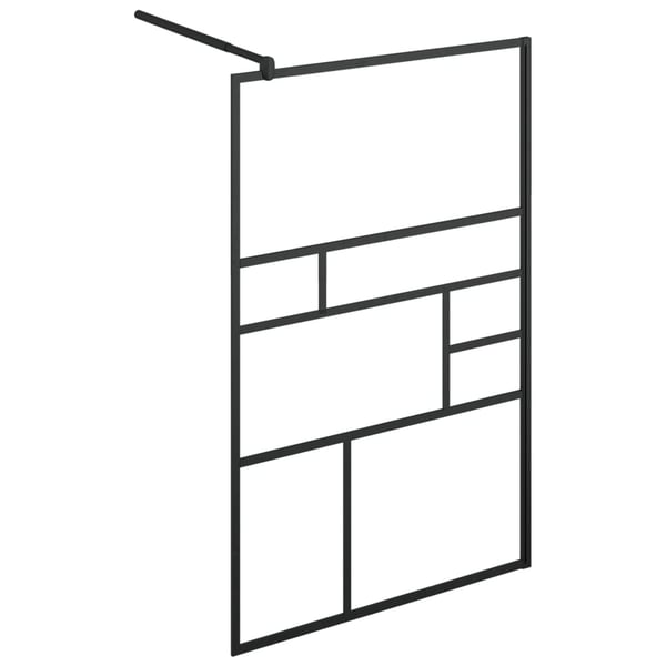 vidaXL brusevæg 115x195 cm klart sikkerhedsglas sort