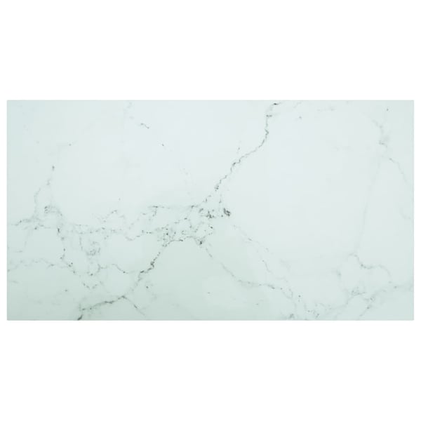 vidaXL bordplade 120x65 cm 8 mm hærdet glas med marmordesign hvid