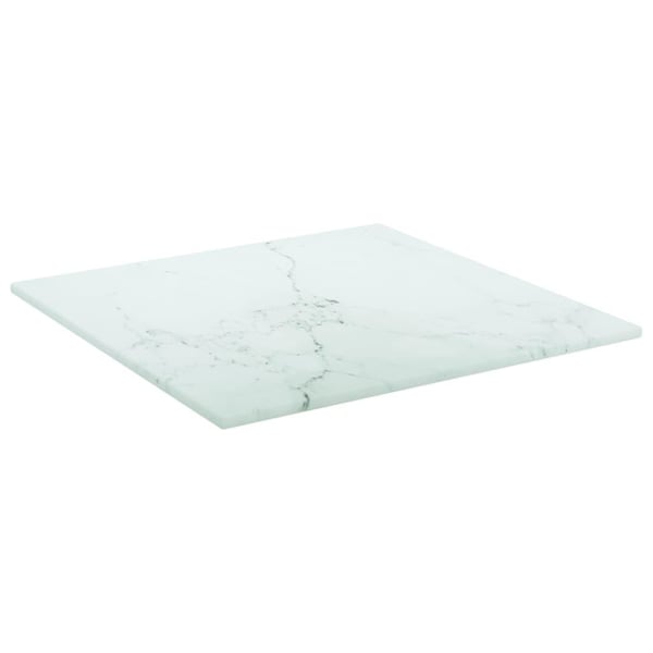 vidaXL Bordplate hvit 30x30 cm 6 mm herdet glass med marmor design