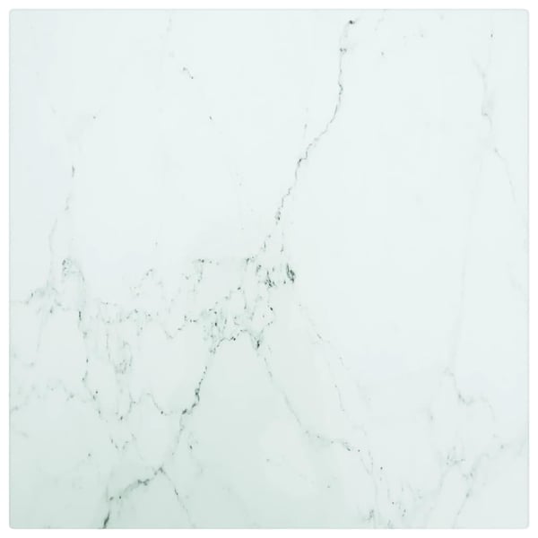 vidaXL Bordplate hvit 30x30 cm 6 mm herdet glass med marmor design