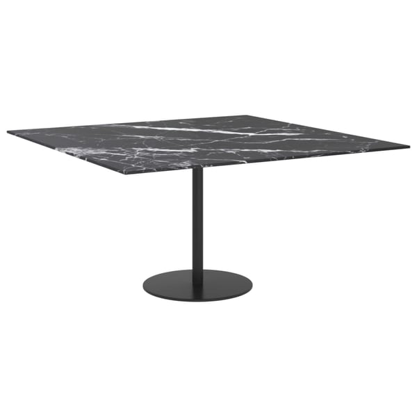 vidaXL Bordplate svart 80x80 cm 6 mm herdet glass med marmor design