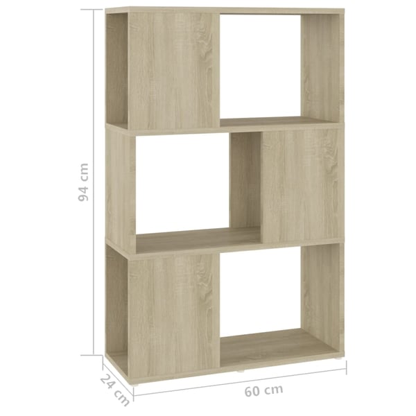 vidaXL Bokhylle/romdeler sonoma eik 60x24x94 cm konstruert tre