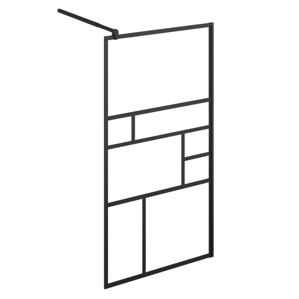 vidaXL brusevæg 90x195 cm klart sikkerhedsglas sort