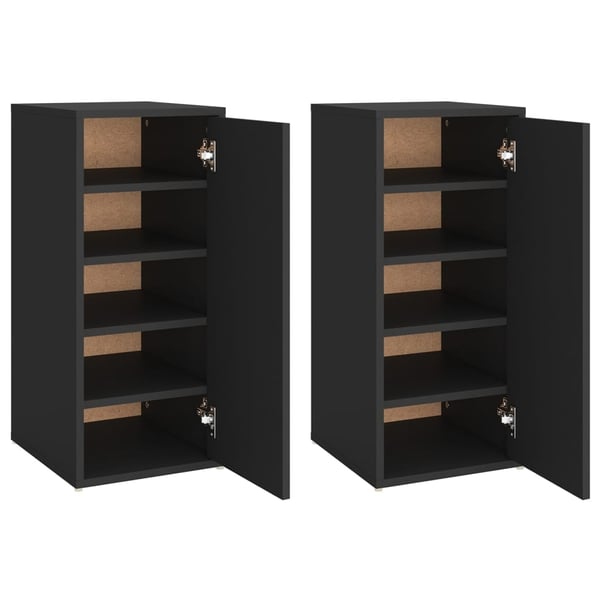 vidaXL Skoskap svart 2 stk 32x35x70 cm sponplate