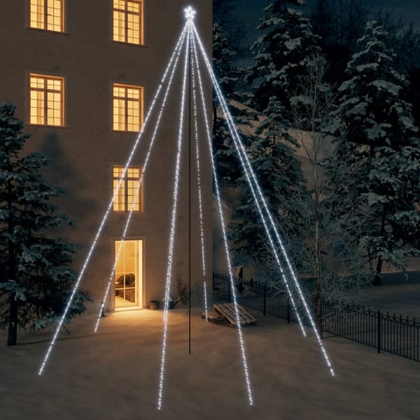 vidaXL LED juletre Innendørs Utendørs 1300 LEDs Kald Hvit 8 m