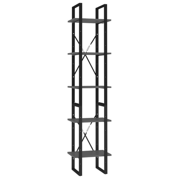 vidaXL bogreol 5 hylder 40x30x175 cm konstrueret træ grå