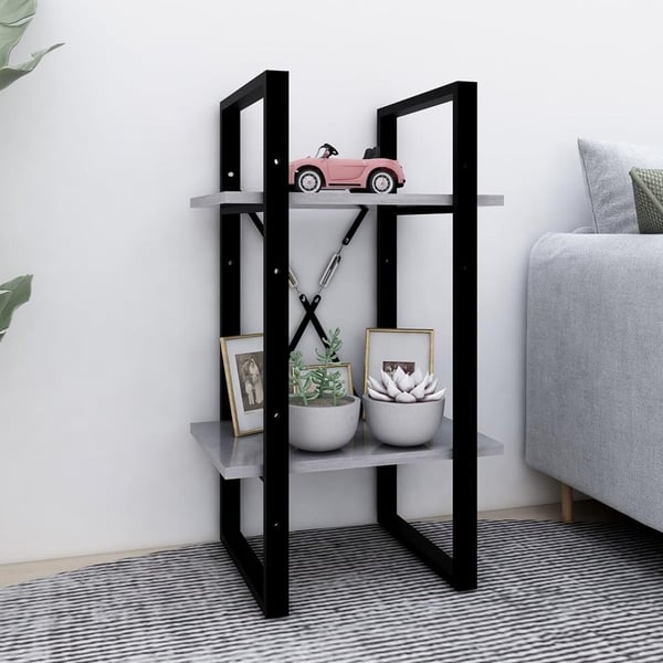 vidaXL bogreol med 2 hylder 40x30x70 cm spånplade betongrå