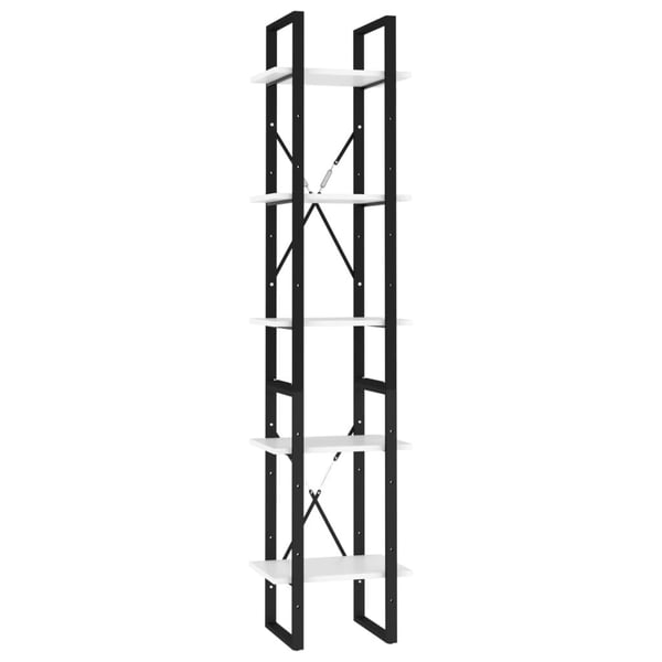 vidaXL Bokhylle 5 nivåer hvit 40x30x175 cm konstruert tre