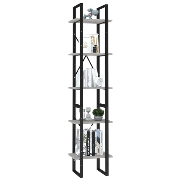 vidaXL bogreol 5 hylder 40x30x175 cm konstrueret træ betongrå