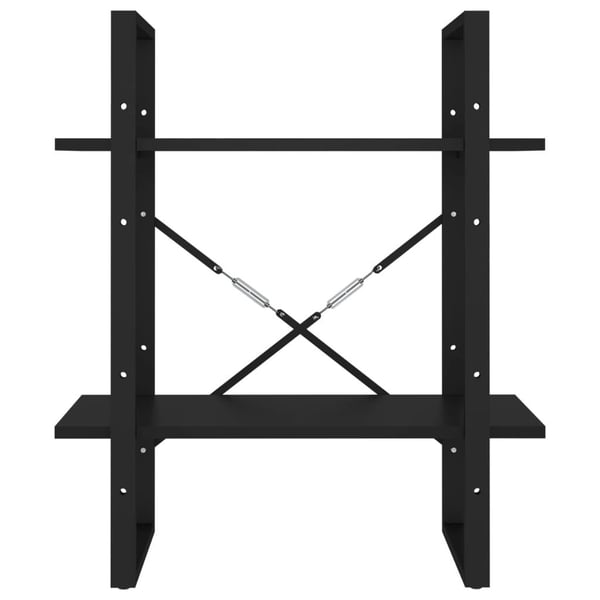 vidaXL Bokhylla 2 hyllplan svart 60x30x70 cm konstruerat trä