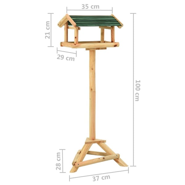vidaXL Fuglemater med stativ 37x28x100 heltre gran