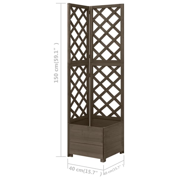 vidaXL Blomsterkasse med espalier hjørne grå 40x40x150 cm heltre gran