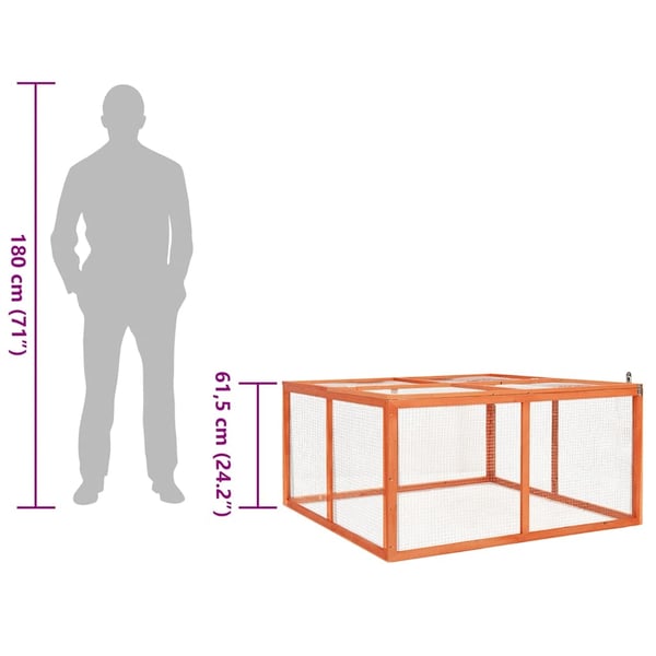 vidaXL Kaninbur 124x120x60 cm heltre gran