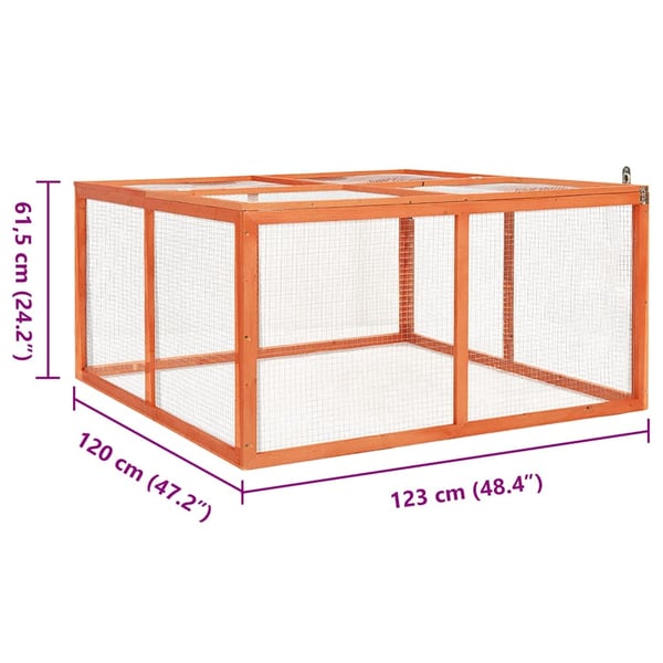 vidaXL Kaninbur 124x120x60 cm heltre gran