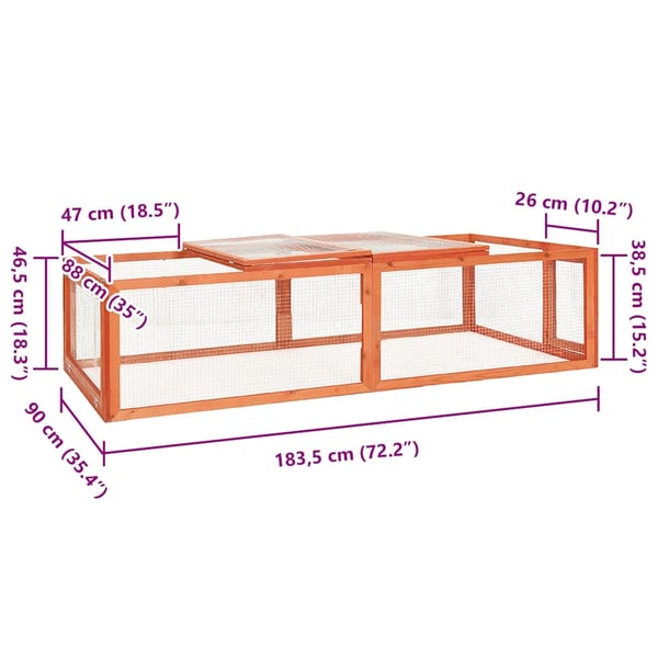 vidaXL Kaninkoppi 183x90x46,5 cm täysi kuusi