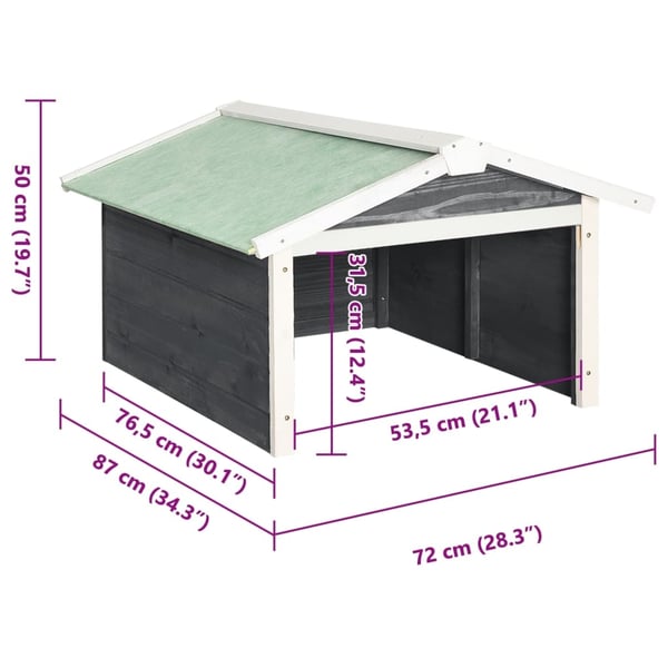 vidaXL Gressklipperhus grå og hvit 72x87x50 cm gran