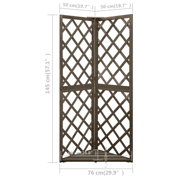 vidaXL Hjørneespalier grå 50x50x145 cm heltre gran