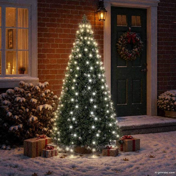 vidaXL Nettlys for juletre med 210 LED kaldhvit 210 cm