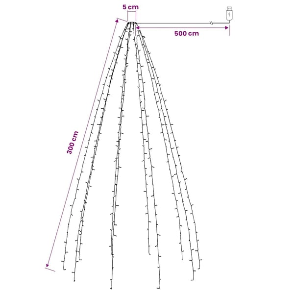 vidaXL Nettlys for jultre med 300 LED blå 300 cm