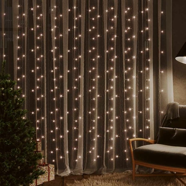 vidaXL Eventyrlysgardin 3x3 m 300 LED varmhvit 8 funksjoner