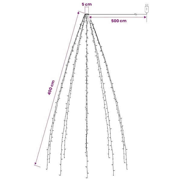 vidaXL Nettlys for juletre med 400 LED flerfarget 400 cm