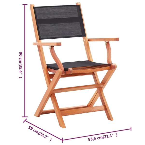 vidaXL foldbare havestole 8 stk. massivt eukalyptus + textilene sort
