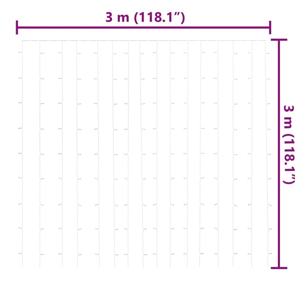 vidaXL Eventyrlysgardin 3x3 m 300 LED kaldhvitt 8 funksjoner