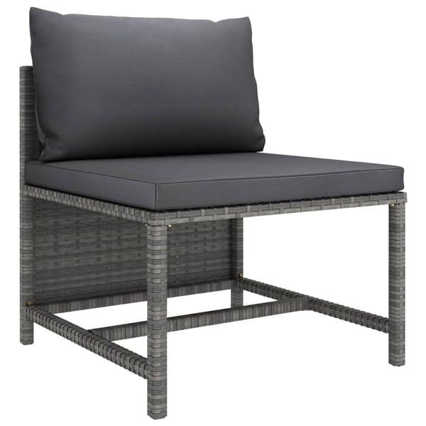 vidaXL midterdel til sofa med hynder polyrattan grå