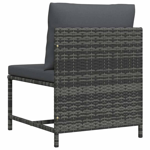 vidaXL midterdel til sofa med hynder polyrattan grå