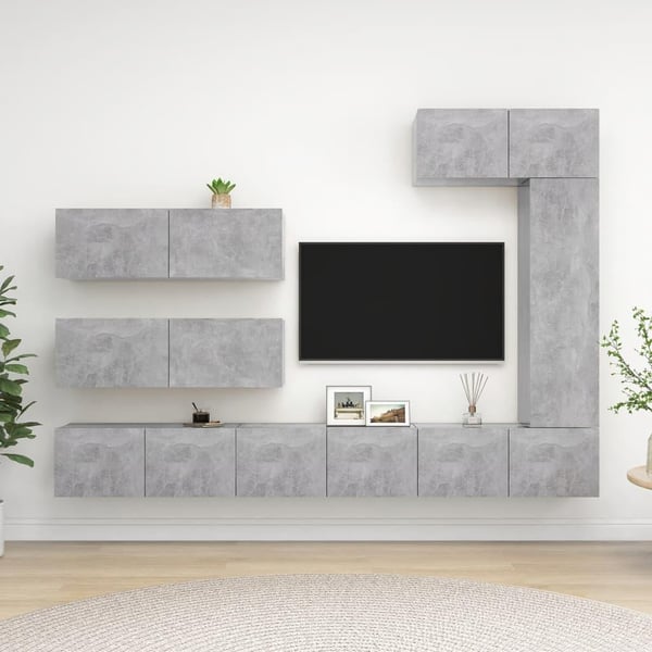 vidaXL tv-skabe 7 dele spånplade betongrå