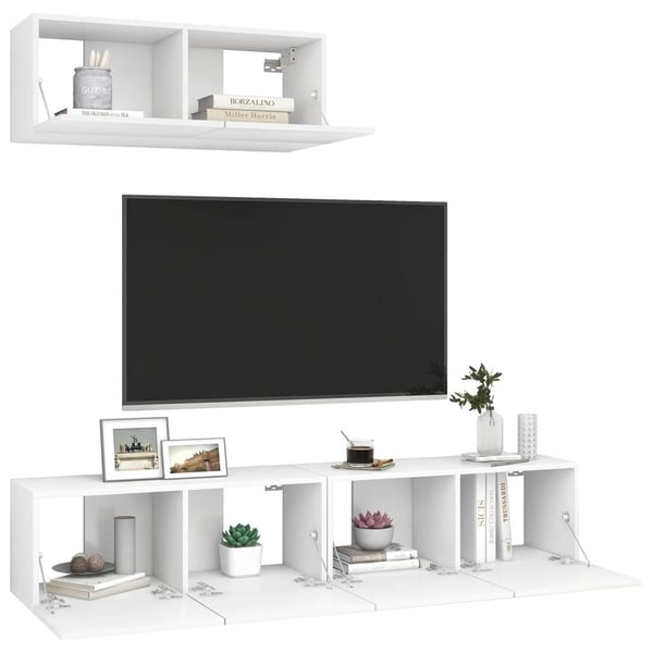 vidaXL TV-benksett 3 deler hvit sponplate