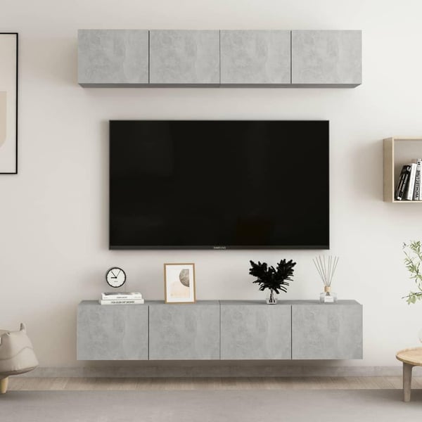 vidaXL TV-benker 4 stk betonggrå 80x30x30 cm sponplate