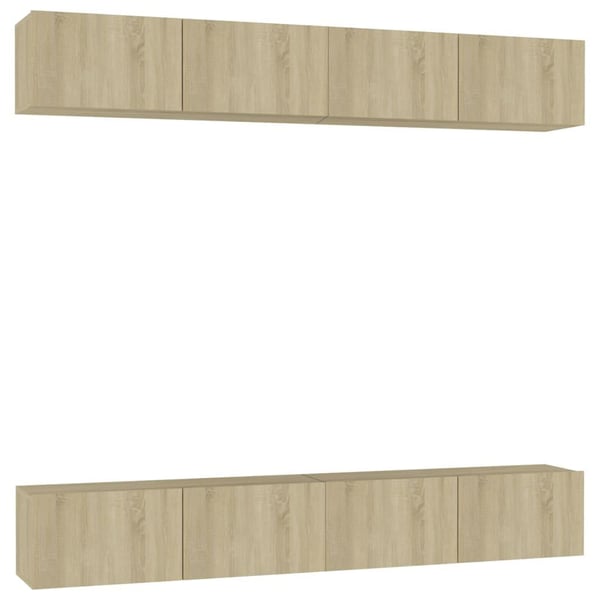 vidaXL TV-benker 4 stk hvit og sonoma eik 100x30x30 cm sponplate
