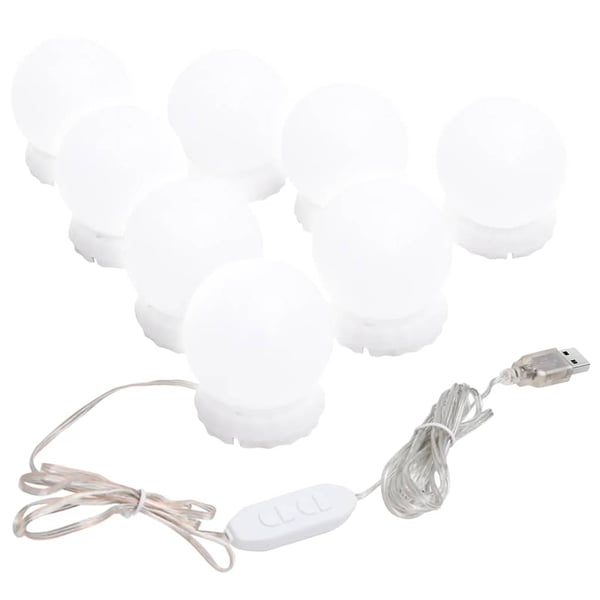 vidaXL Veggspeil med LED-lys firkantet glass