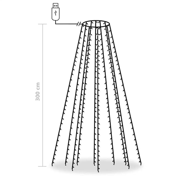 vidaXL Joulukuusen valoverkko 300 LED-valoa värikäs 300 cm