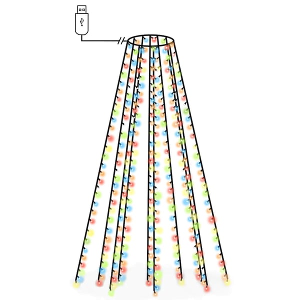 vidaXL Joulukuusen valoverkko 300 LED-valoa värikäs 300 cm