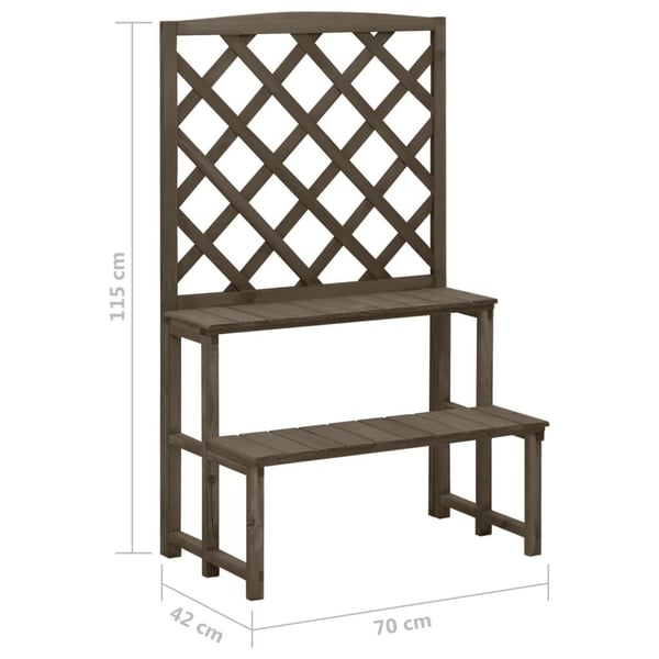 vidaXL Plantestativ med espalier grå 70x42x115 cm heltre gran
