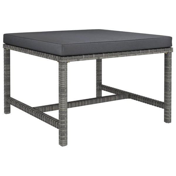vidaXL fodskammel til sofa med hynde polyrattan grå