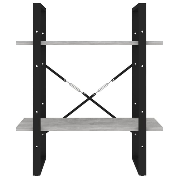 vidaXL bogreol med 2 hylder 60x30x70 cm konstrueret træ betongrå