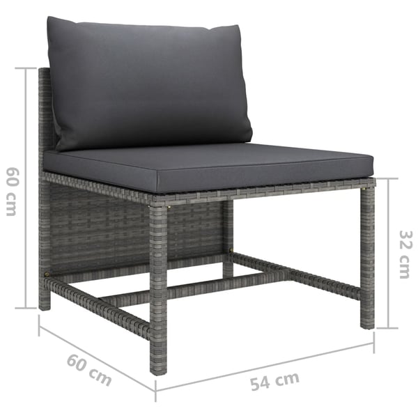 vidaXL loungesæt til haven 6 dele med hynder polyrattan grå