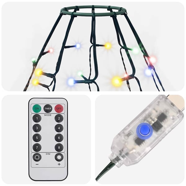 vidaXL Nettlys for juletre med 210 LED flerfarget 210 cm