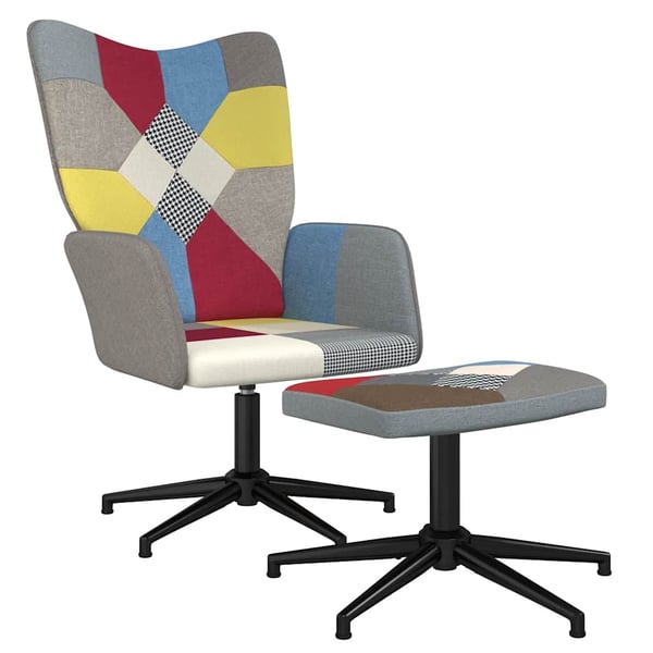 vidaXL lænestol med fodskammel stof patchwork
